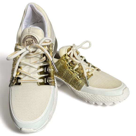 Plein Sport Gold Metallic Lace Up Shoes White Size 37/7 - Picture 4 of 16